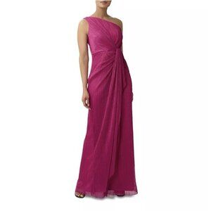 ADRIANNA PAPELL Pink Twist With Cascade Side Front Dress Size 12 NWT $199